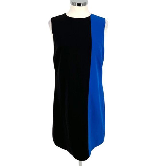 Alice + Olivia Coley Colorblock Sleeveless Shift Dress Black Blue Size 12 - Picture 1 of 10